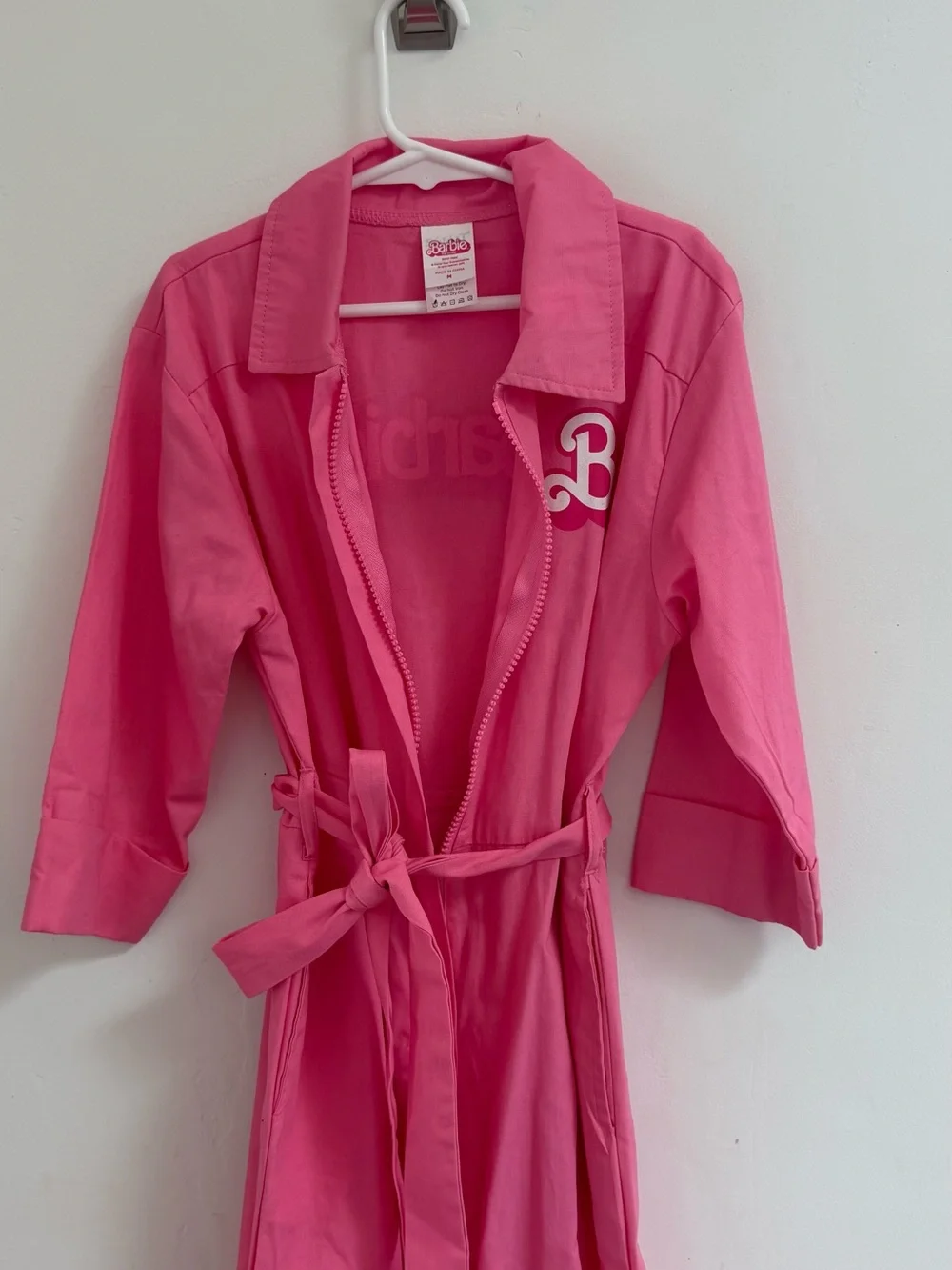 Barbie Bright Pink Long-Sleeve One-Piece Jumpsuit with Tie Belt